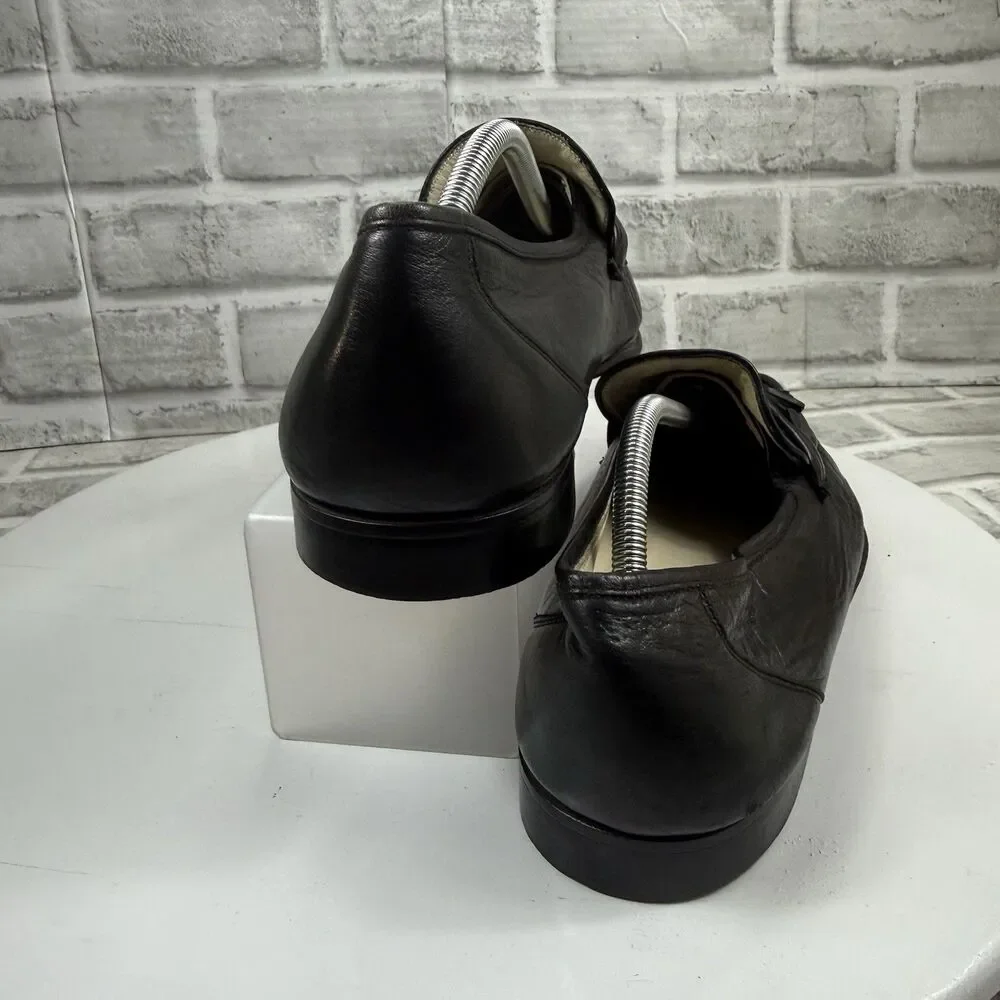 Bally Vintage Men’s Size 13 D Black Leather Tassels Loafers Shoes